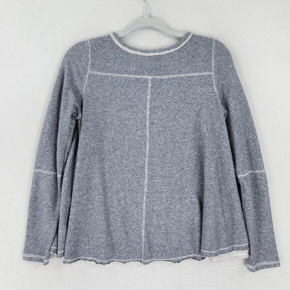 Free People Shirt Womens Small Blue Striped Lacey Love Knit Babydoll Pullover - Picture 11 of 12